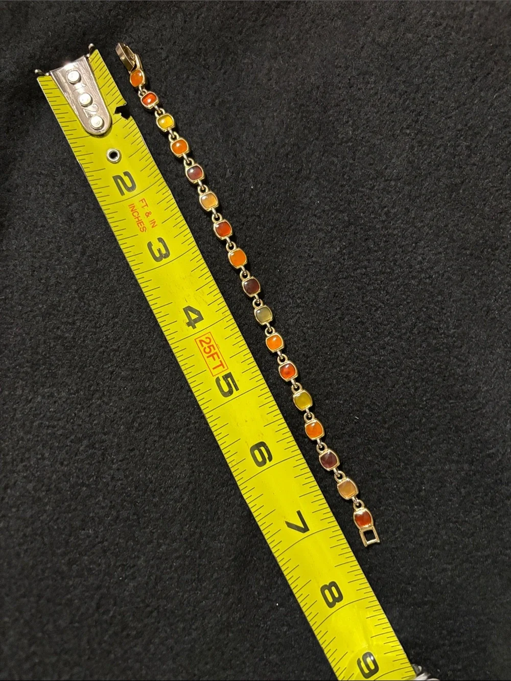 vintage gold-tone chain link bracelet square cabochon-style stones 🍂🍁
